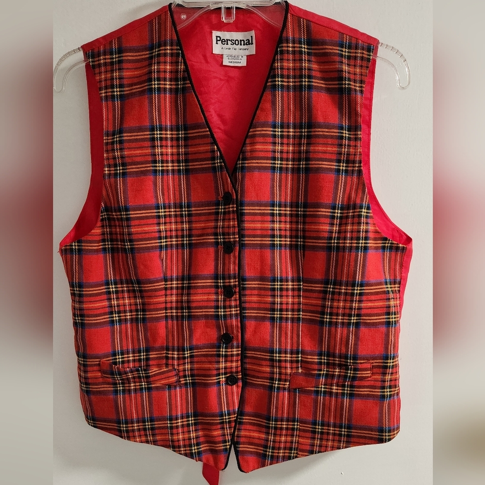 Personal By Leslie Fay Plaid Red Fabric, Size M